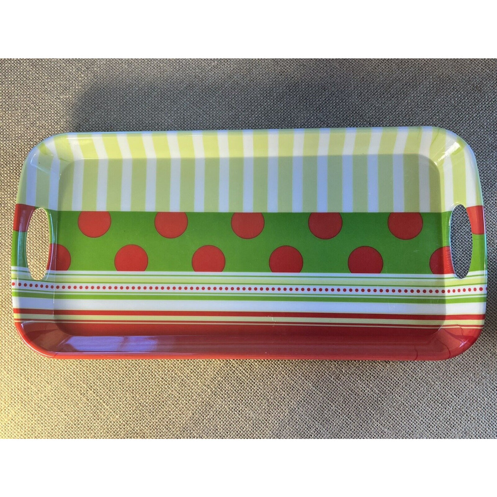 Evergreen Christmas Holiday Melamine Serving Tray Rectangle with Side Handles